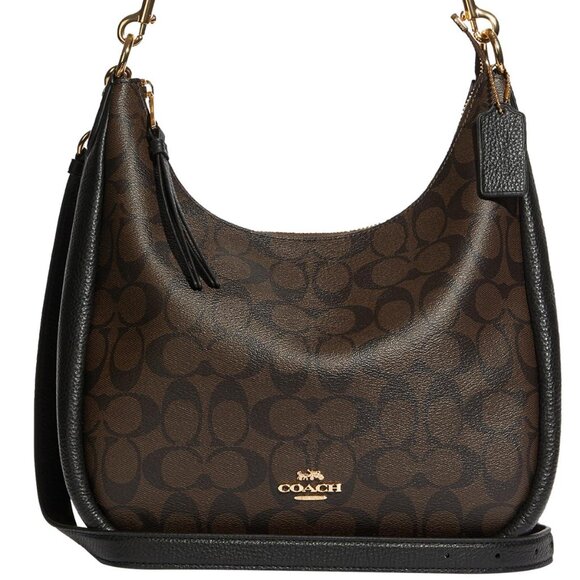 COACH Jules Hobo in Signature Brown Black - C9189 - Picture 1 of 7